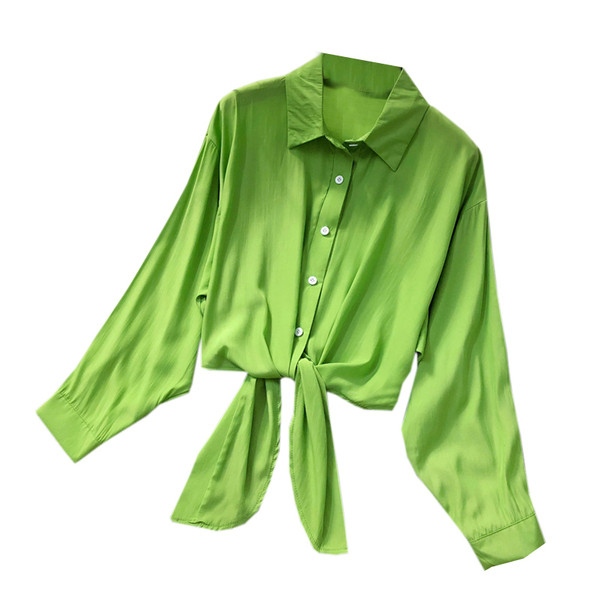 Cămașă modernă de damă scurtă model cu cravate și un guler clasic - mai multe culori