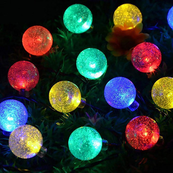 Многоцветни соларни водоутойчиви LED крушки в кръгла форма - 6 метра