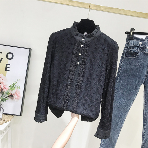 Camasa de dama model nou cu guler polo si nasturi in negru si bej