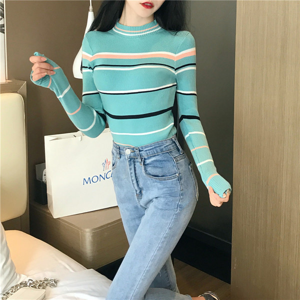 Bluza de dama in dungi cu decolteu rotund in mai multe culori