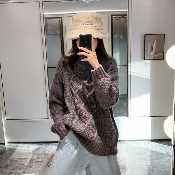 Pulover gros casual de culoare gri cu guler polo