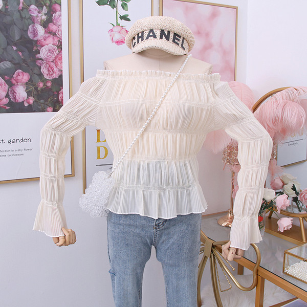 Új modell modern női blúz csónakos nyakkivágással