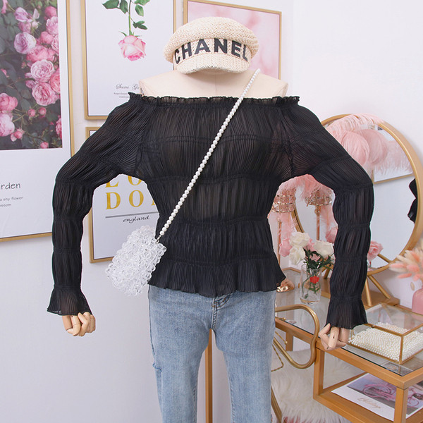 Új modell modern női blúz csónakos nyakkivágással