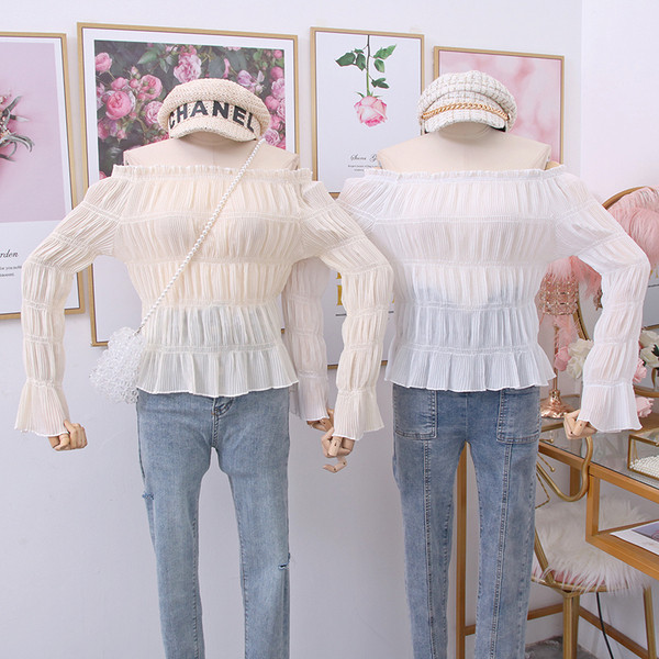 Új modell modern női blúz csónakos nyakkivágással