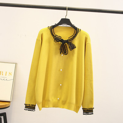 Cardigan casual de dama cu nasturi si maneci lungi in negru, galben, alb si albastru