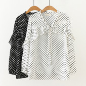 Modern női ing hosszú ujjal és mély nyakkivágással fehér és fekete színben