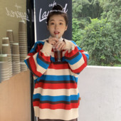 Καθημερινό ριγέ πουλόβερ κλασικό μοντέλο