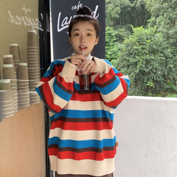 Καθημερινό ριγέ πουλόβερ κλασικό μοντέλο