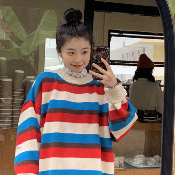 Καθημερινό ριγέ πουλόβερ κλασικό μοντέλο