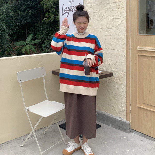 Καθημερινό ριγέ πουλόβερ κλασικό μοντέλο