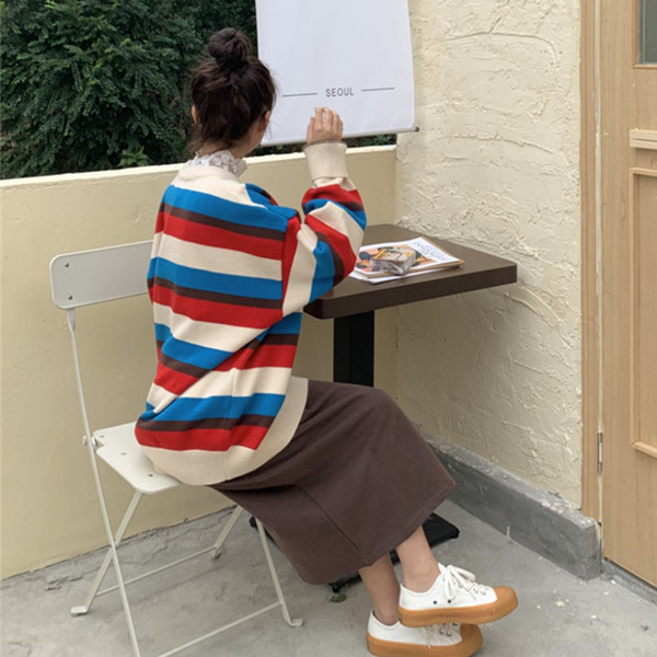 Καθημερινό ριγέ πουλόβερ κλασικό μοντέλο