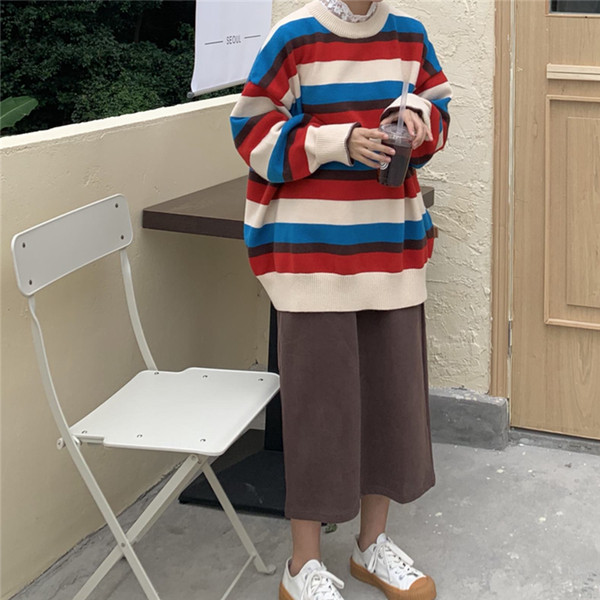 Καθημερινό ριγέ πουλόβερ κλασικό μοντέλο