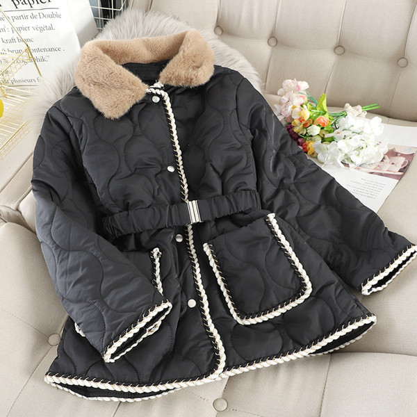 Дамско зимно яке с колан и пух на яката в няколко цвята