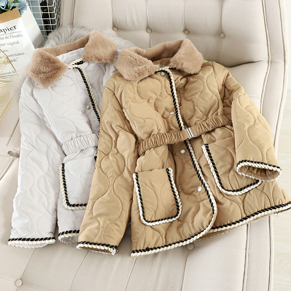 Дамско зимно яке с колан и пух на яката в няколко цвята