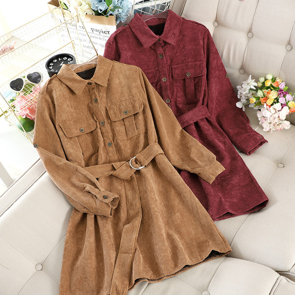 Модерна дамска рокля тип риза с колан в три цвята