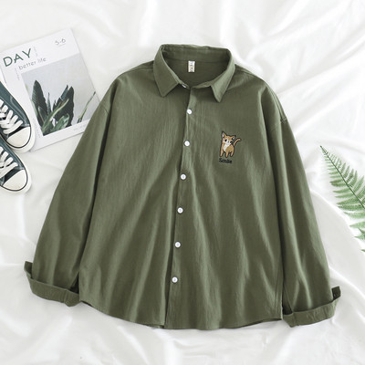 Ежедневна дамска риза с класическа яка и бродерия в четири цвята