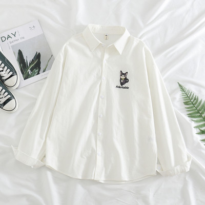 Ежедневна дамска риза с класическа яка и бродерия в четири цвята