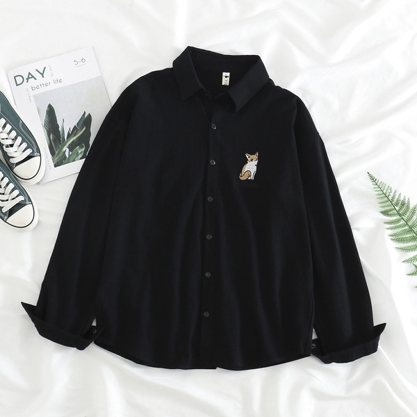 Ежедневна дамска риза с класическа яка и бродерия в четири цвята 