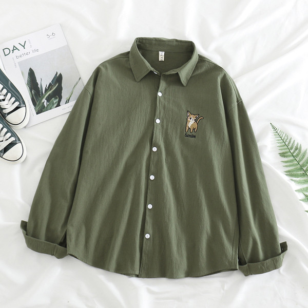 Ежедневна дамска риза с класическа яка и бродерия в четири цвята 