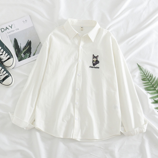 Ежедневна дамска риза с класическа яка и бродерия в четири цвята 