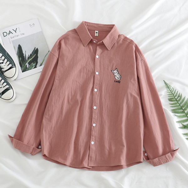 Ежедневна дамска риза с класическа яка и бродерия в четири цвята 