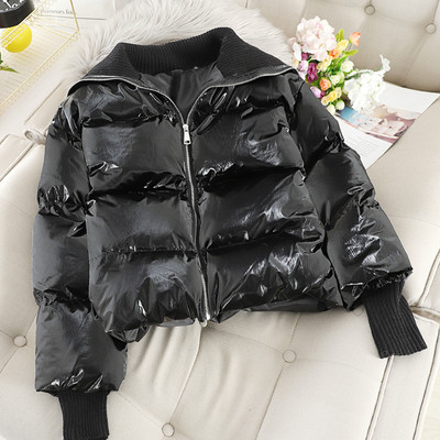 Стилно дамско зимно яке с цип в три цвята