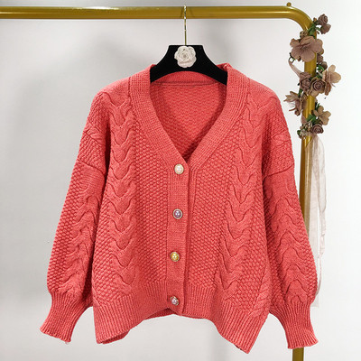 Vesta scurta de dama in alb si roz cu nasturi