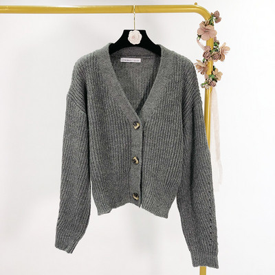 Къса ежедневна жилетка с копчета в сив и черен цвят