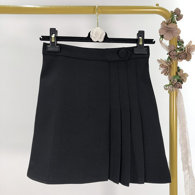 Къса плисирана пола с висока талия в сив и черен цвят