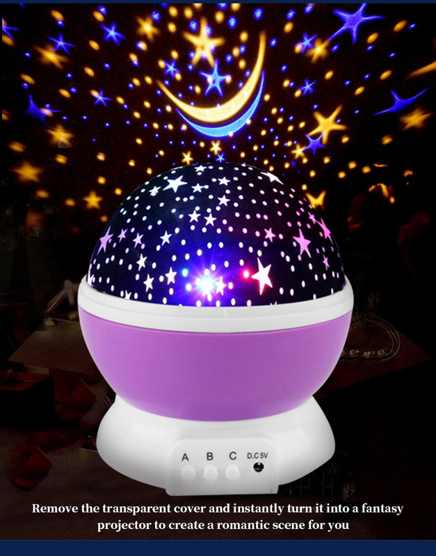 LED прожектор ''Звезди'' в син, розов и лилав цвят 