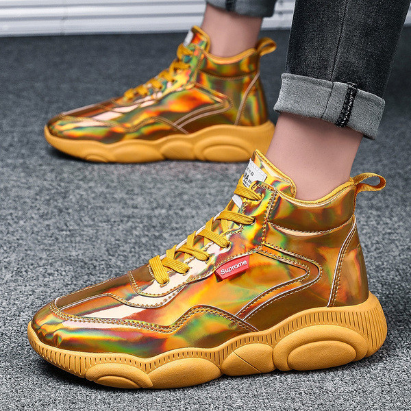 Мъжки ежедневни маратонки в сребрист и златист цвят