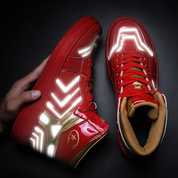 Ανδρικά αθλητικά παπούτσια σε μαύρο, κόκκινο και χρυσό χρώμα