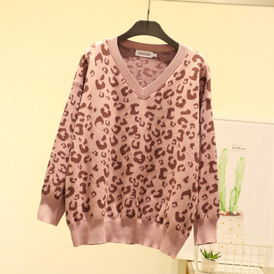 Модерни дамски пуловери с дълъг ръкав и животински десен в два цвята