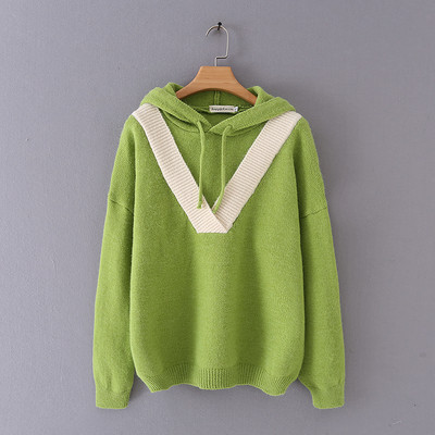 Ежедневен дамски пуловер с дълъг ръкав и качулка в три цвята