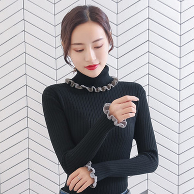 Модерен дамски пуловер с поло яка -в няколко цвята