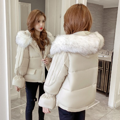 Нов модел зимно дамско яке с джобове и качулка с пух