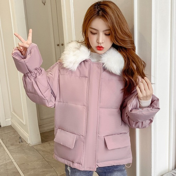 Нов модел зимно дамско яке с джобове и качулка с пух
