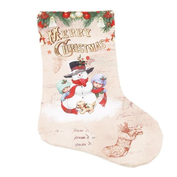 Коледен чорап за подаръци в бежов цвят - 3 модела 