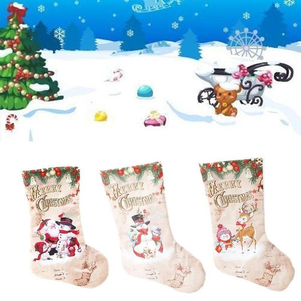 Коледен чорап за подаръци в бежов цвят - 3 модела 