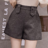 Нов модел къси дамски панталони с висока талия в кафяв,сив и черен цвят