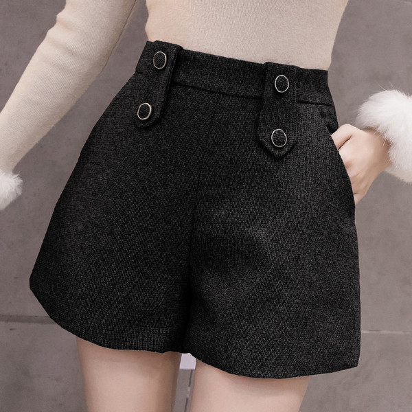 Нов модел къси дамски панталони с висока талия в кафяв,сив и черен цвят