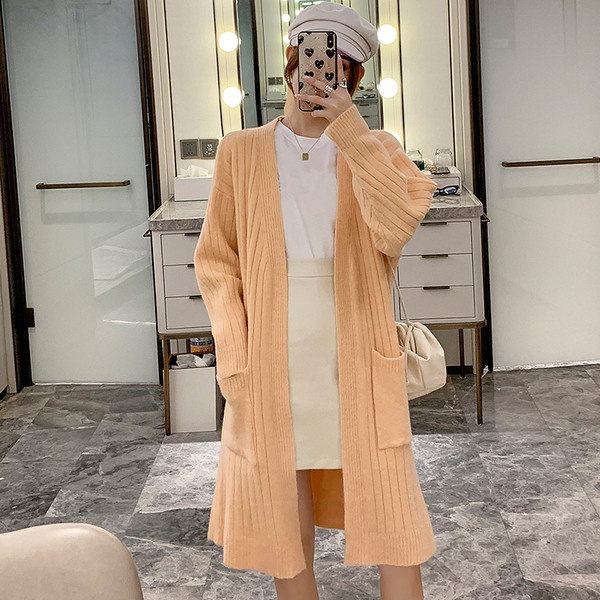 Модерна дамска жилетка с джобове в оранжев,розов,зелен и бежов цвят