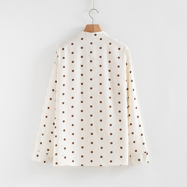 Модерна дамска риза с дълъг ръкав и копчета в син и бял цвят 