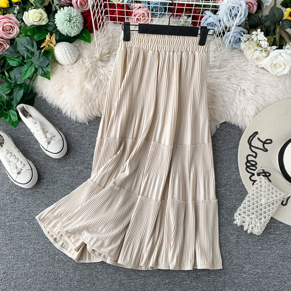 Модерна  дамска плисирана пола с висока талия в няколко цвята