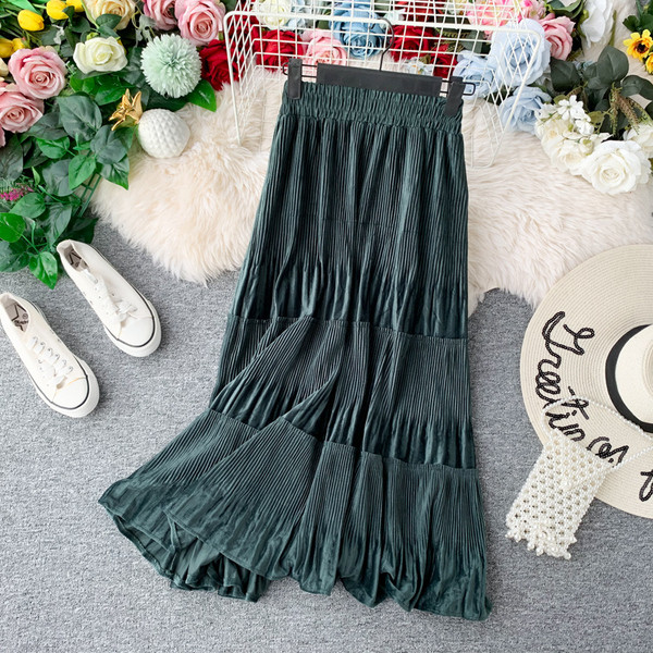 Модерна  дамска плисирана пола с висока талия в няколко цвята