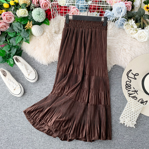 Модерна  дамска плисирана пола с висока талия в няколко цвята