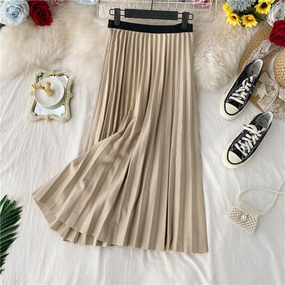 Дамска плисирана пола с ластик в няколко цвята