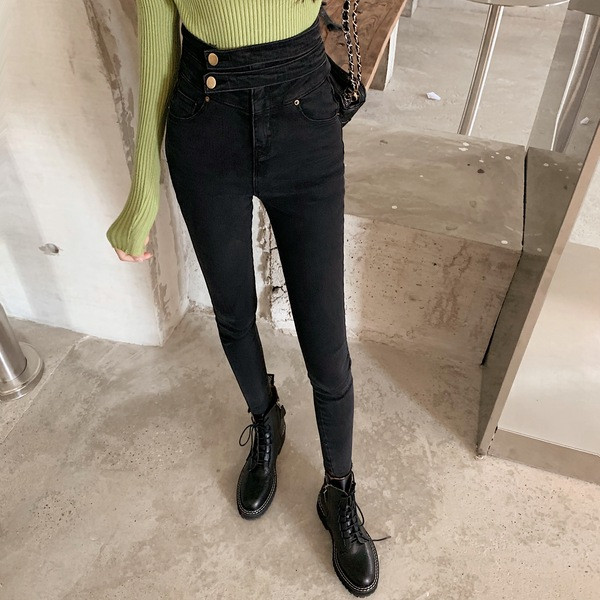 Дамски ежедневни дънки Slim модел с висока талия