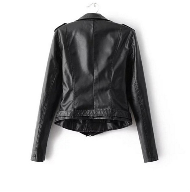 Модерно дамско кожено яке с цип и джобове в пет цвята 