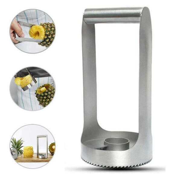 Уред от неръждаема стомана за изрязване на ананас в сребрист цвят